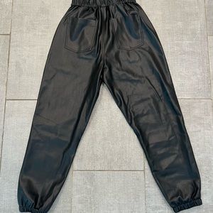 Vintage Havana, size med, faux leather joggers, worn twice